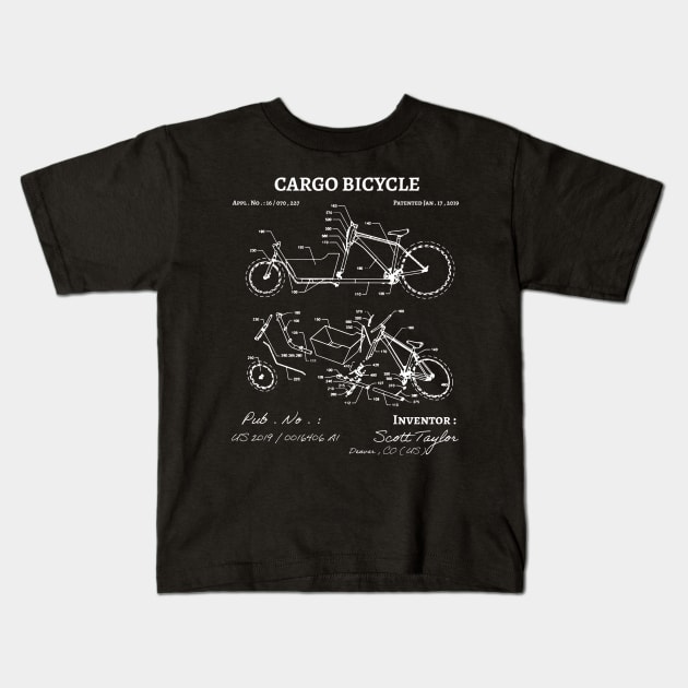 Bicycle  - Cargo Bicycle Patent - Cycling Collection - Gift Idea for Cyclist / cyclist patent present Kids T-Shirt by Anodyle